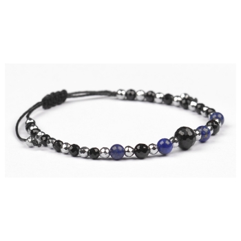 Bransoletka czarny TURMALIN Lapis Lazuli HEMATYT ochrona i szczęście